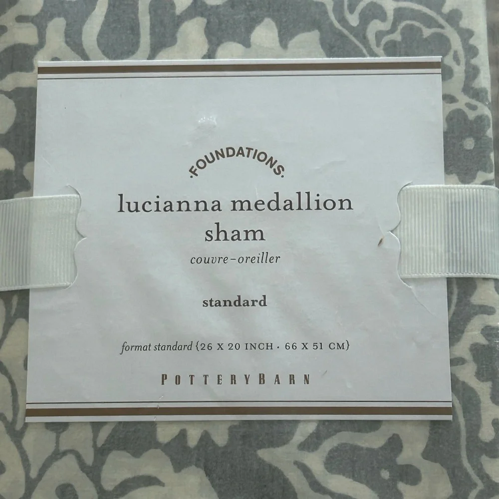 Pottery Barn Lucianna Medallion 26” x 20” Standard Pillow Shams. Gray. Set of 2